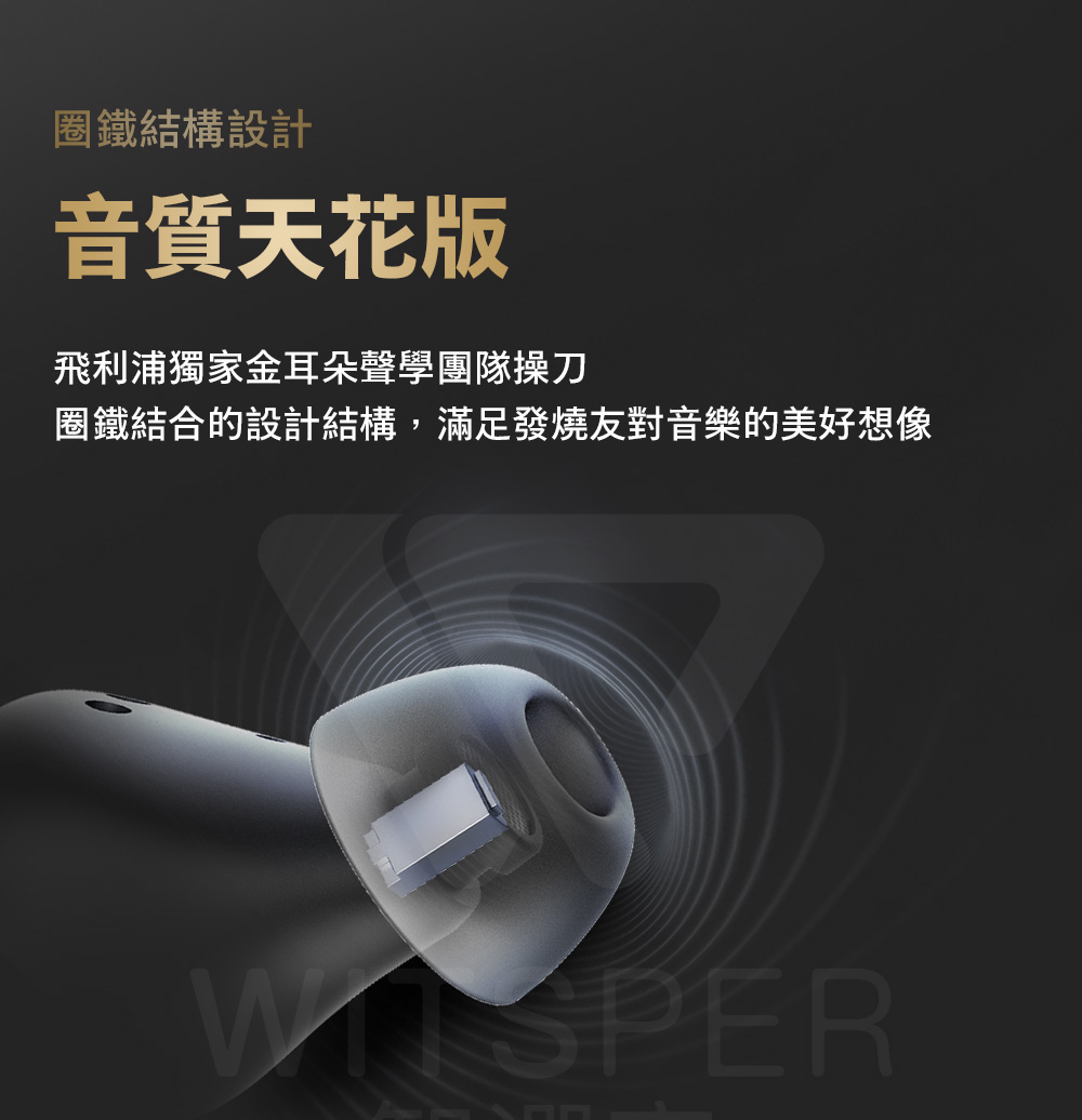 圈鐵結構設計 音質天花版 飛利浦獨家金耳朵聲學團隊操刀 圈鐵結合的設計結構,滿足發燒友對音樂的美好想像 