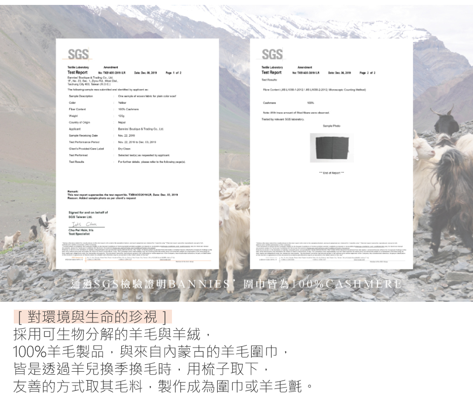 ééSGSæª¢é©è­æBANNIESåå·¾ççº100%CASHMERE