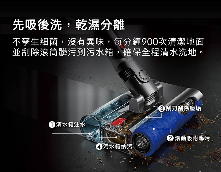 不孳生細菌,沒有異味,每分鐘900次清潔地面