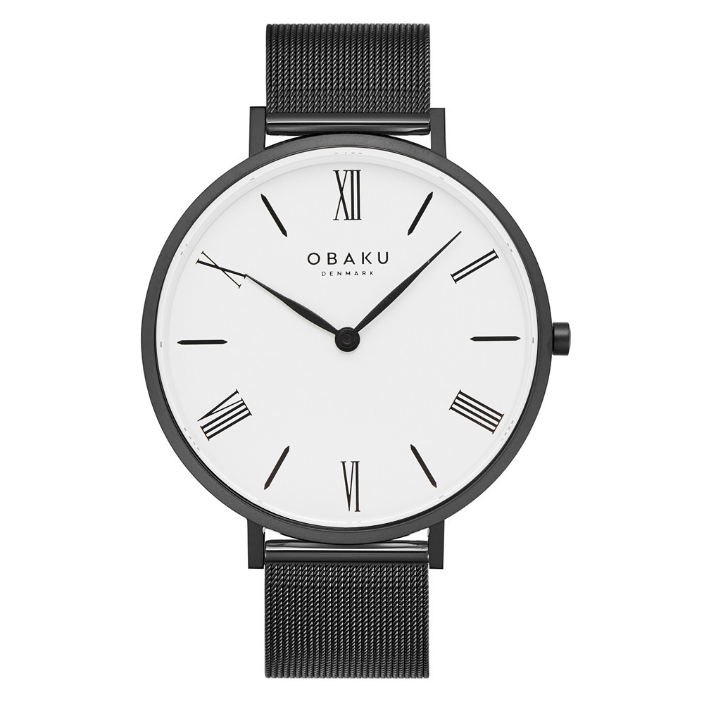 OBAKU 羅馬時刻淑女米蘭時尚腕錶-黑X白(V283LXB