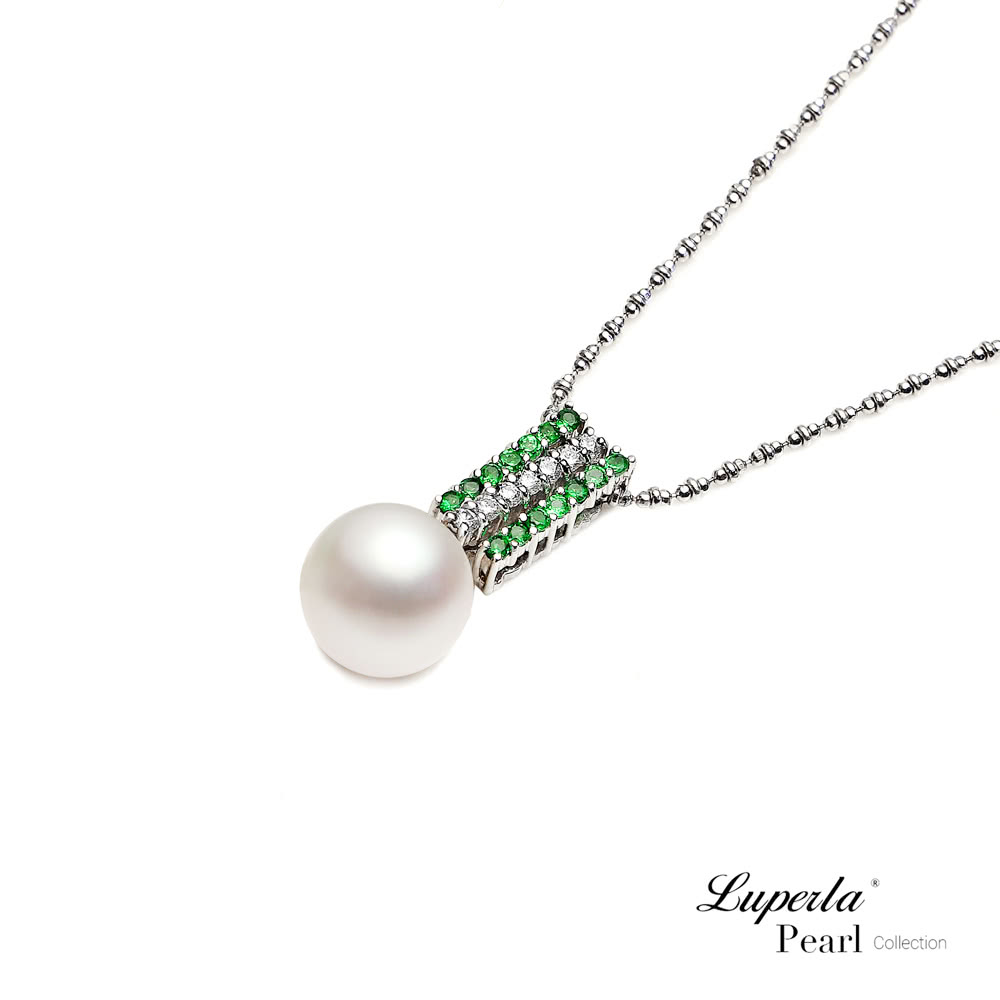 大東山珠寶 頂級鑽石祖母綠粉色珍珠項鍊 怦然心動 18K白金