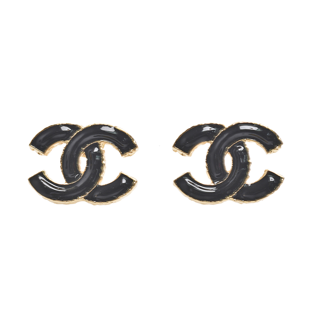CHANEL 香奈兒 經典琺瑯雙C LOGO金色框邊造型穿式