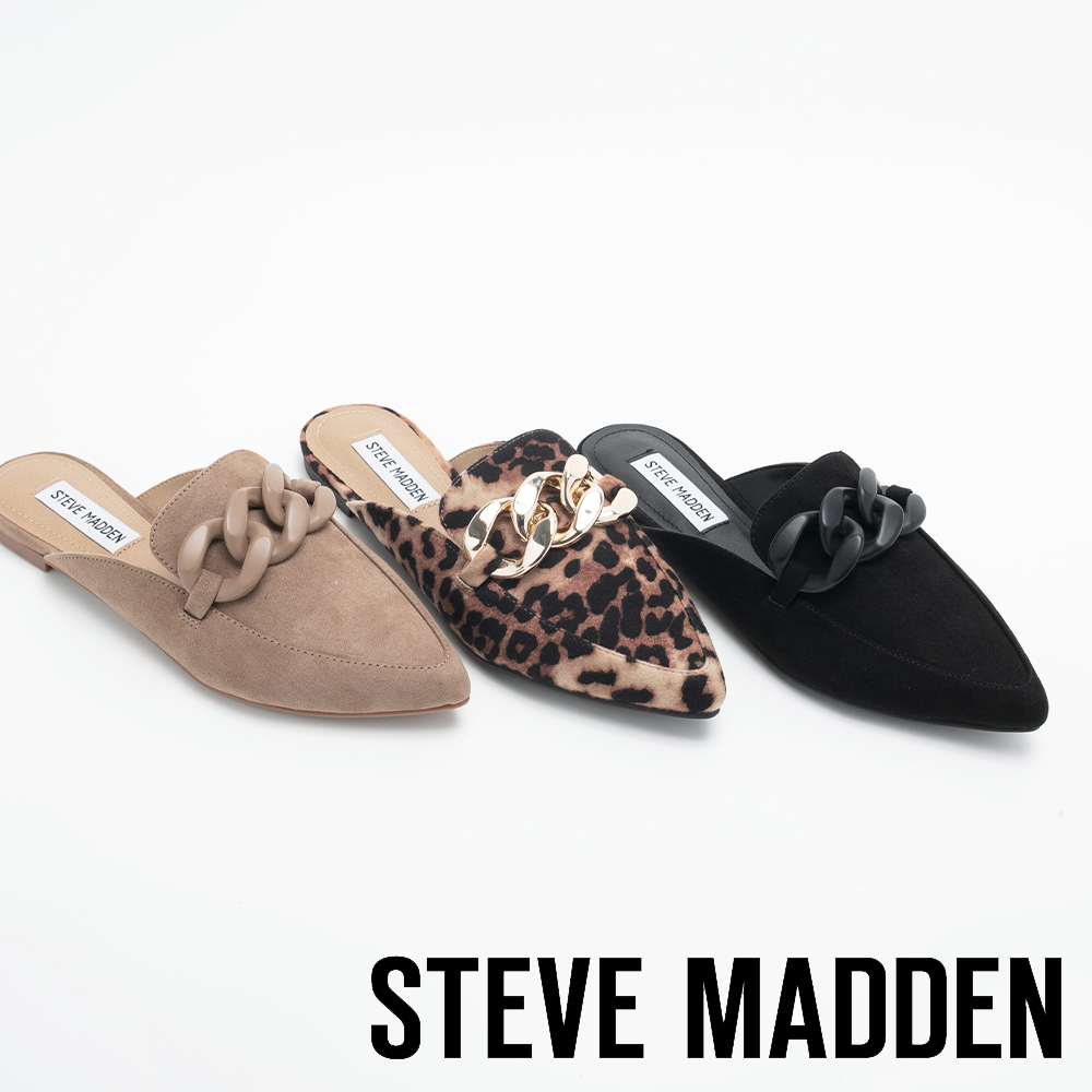 STEVE MADDEN FINLEY 絨布鍊條穆勒拖鞋(卡