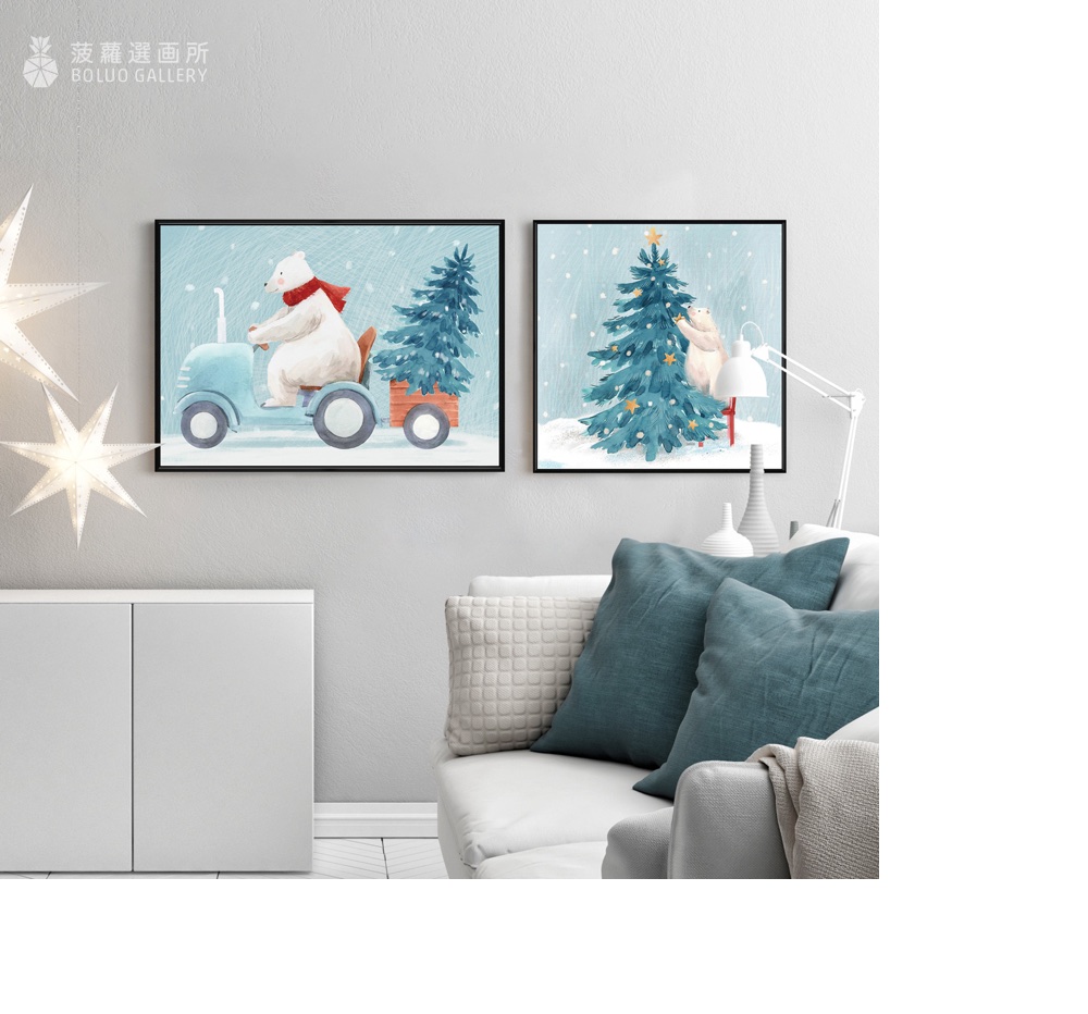 菠蘿選畫所 聖誕系列方型裝飾掛畫 - 40x40cm(冬季聖