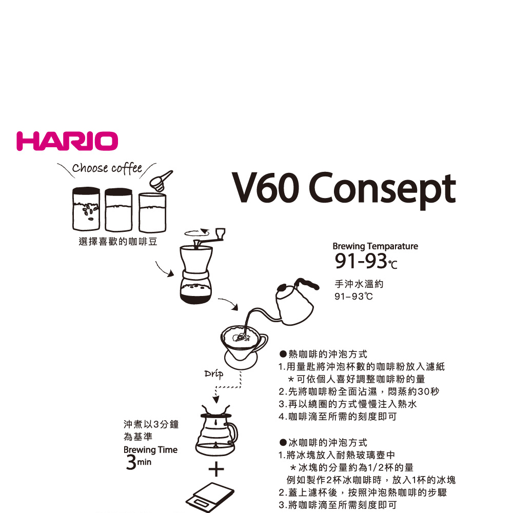HARIO V60白色02磁石濾杯咖啡壺組(附2包濾紙) 推