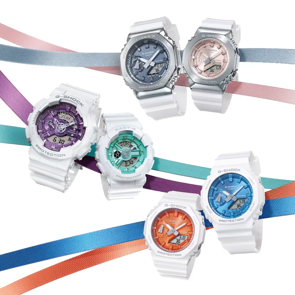 CASIO 卡西歐 季節系列冬季光彩繽紛對錶系列時尚腕錶 個