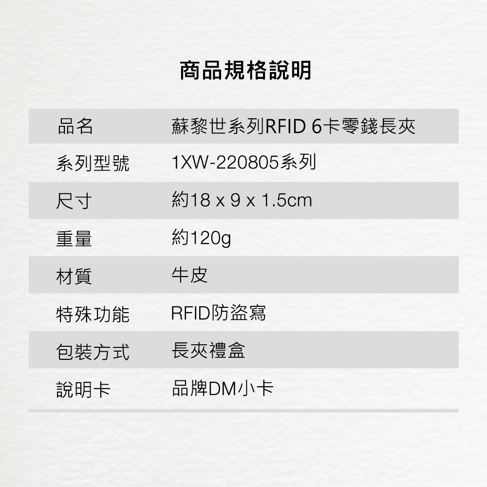 蘇黎世系列RFID 6卡零錢長夾