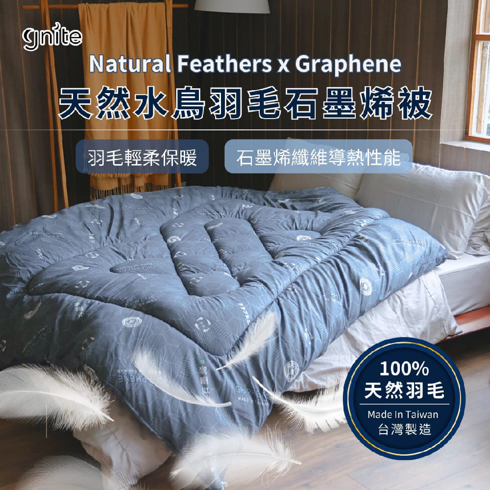 GNITE 天然水鳥羽毛石墨烯被 台灣製造(2.5kg/雙人