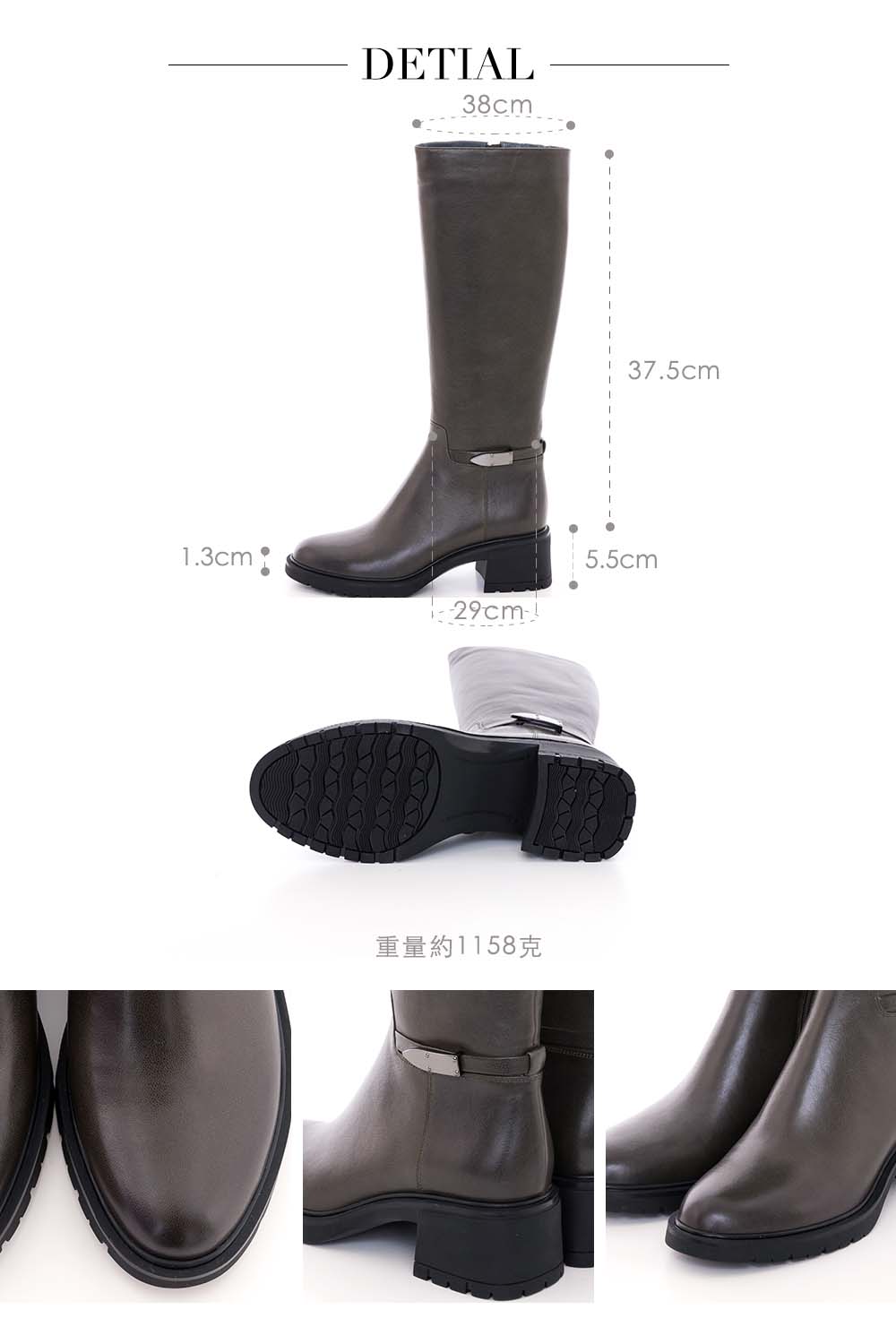 CUMAR 精品質感率性直筒釦環粗跟長靴(軍綠色)優惠推薦