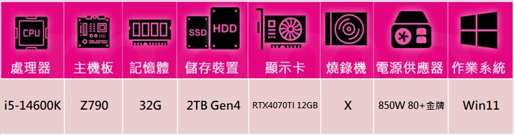 華碩平台 i5十四核GeForce RTX 4070TI W