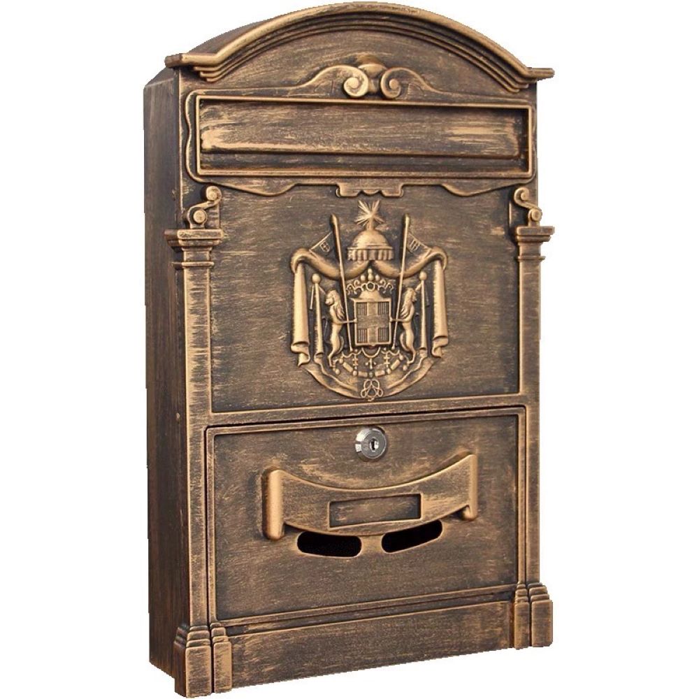 固得家俬 金色 歐式 復古 古典 鑄鋁信箱 附鑰匙(信箱) 