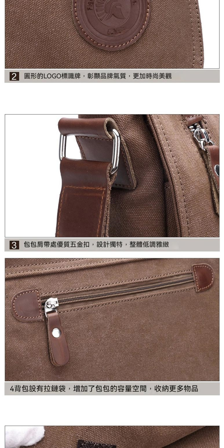 2圓形的LOGO標識牌,彰顯品牌氣質,更加時尚美觀 3 包包肩帶處優質五金扣,設計獨特,整體低調雅緻 4背包設有拉鏈袋,增加了包包的容量空間,收納更多物品 