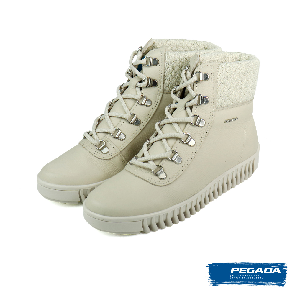 PEGADA 巴西厚底個性綁帶短靴 白色(210508-IV