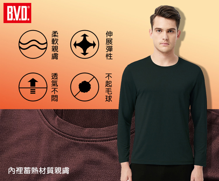 BVD 2件組蓄熱恆溫圓領長袖衫(蓄熱 保暖 柔軟)優惠推薦