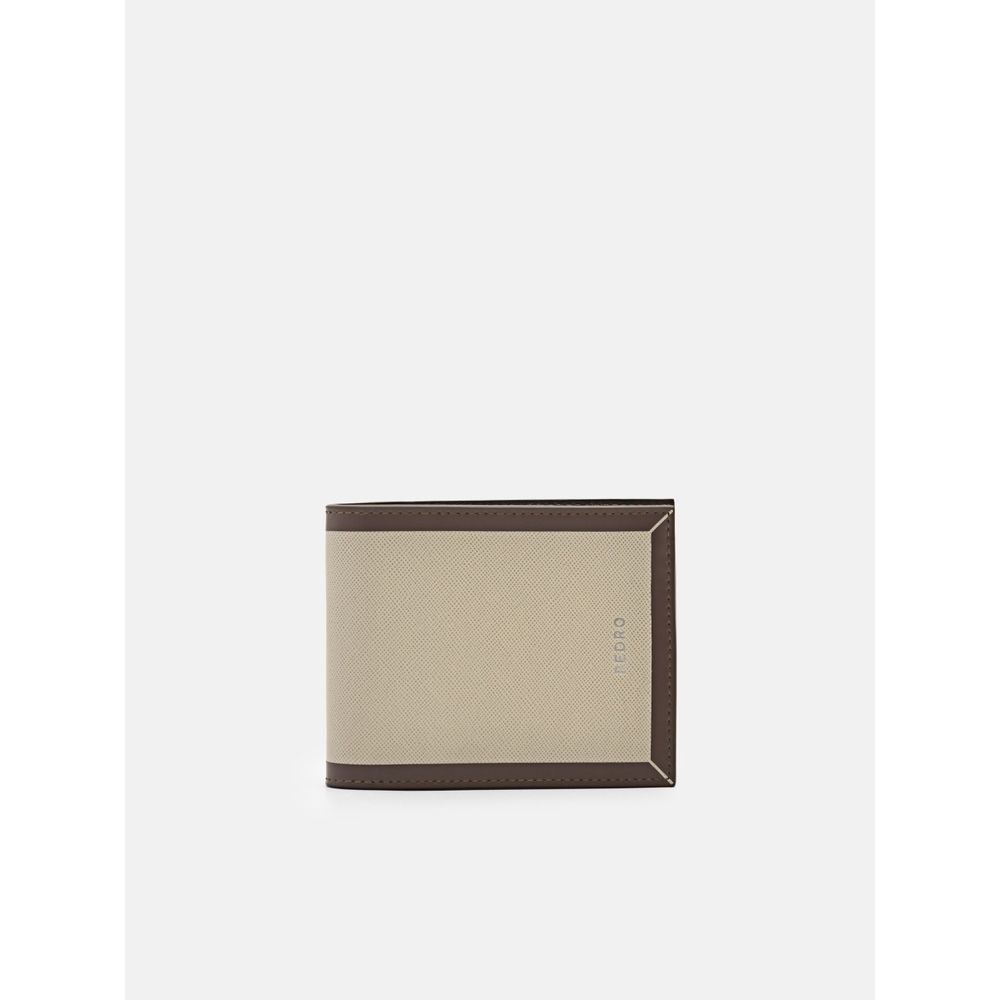 PEDRO 皮革雙折零錢包-黑色/灰褐色(小CK高端品牌 送