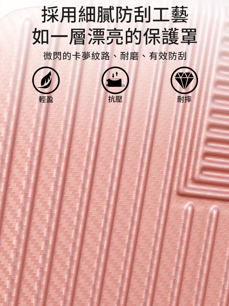 微閃的卡夢紋路、耐磨、有效防刮