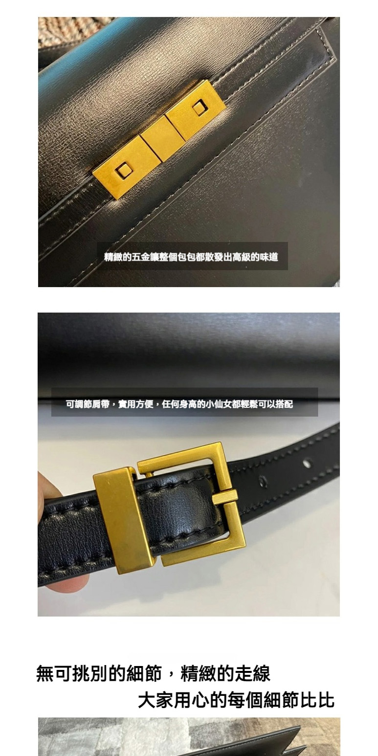 精緻的五金讓整個包包都散發出高級的味道 可調節肩帶,實用方便,任何身高的小仙女都輕鬆可以搭配 無可挑別的細節,精緻的走線 大家用心的每個細節比比 
