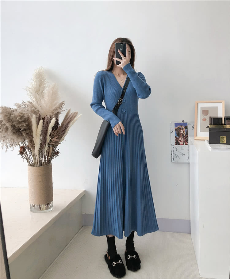 *katieQ 收腰顯瘦V領針織連衣裙好評推薦 *katieQ 收腰顯瘦V領針織連衣裙好評推薦