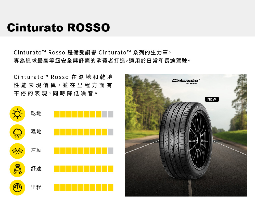 PIRELLI 倍耐力 ROSSO 里程/效率 汽車輪胎22
