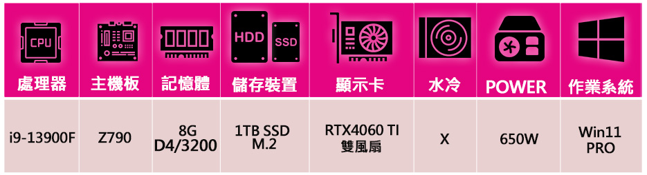 微星平台 i9二四核Geforce RTX4060TI Wi