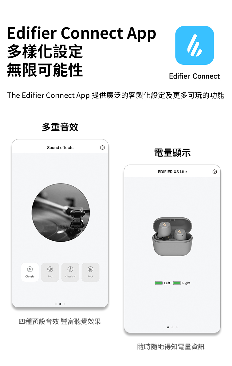 The Edifier Connect App æä¾å»£æ³çå®¢è£½åè¨­å®åæ´å¤å¯ç©çåè½