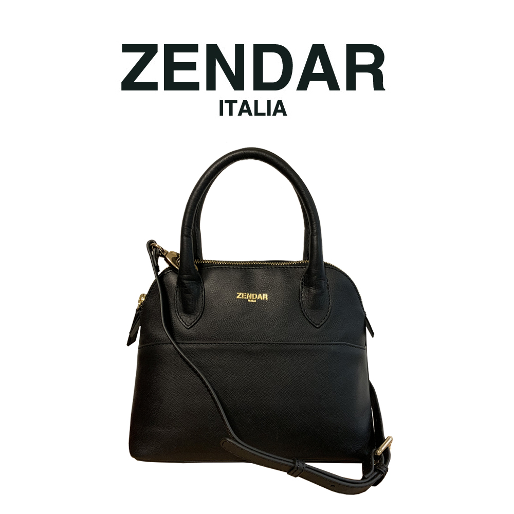 ZENDAR 限量2折 頂級小牛皮十字紋手提側背貝殼包 卡門