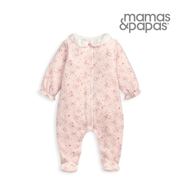Mamas & Papas 小粉雪花蔓-刷毛連身衣(4種尺寸