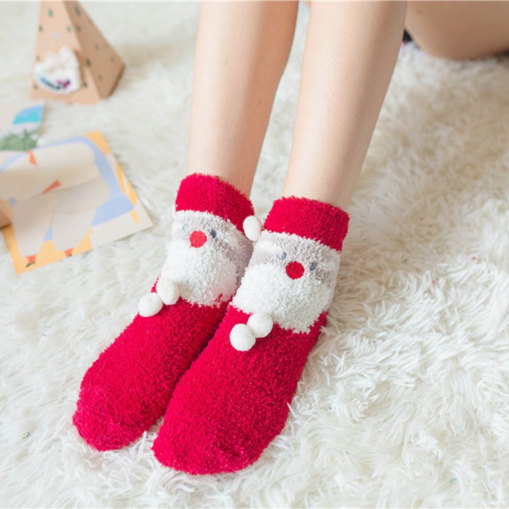 漫格子 聖誕節限定 珊瑚絨襪子 聖誕毛襪 聖誕球包裝(交換禮