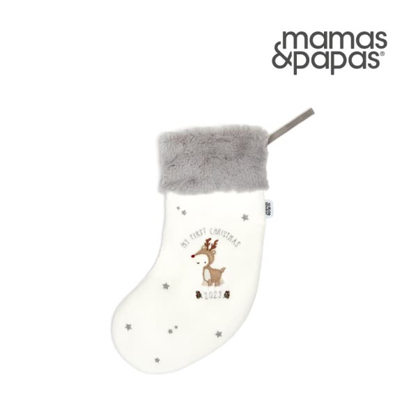 Mamas & Papas 拼貼魯道夫-小聖誕襪(白) 推薦