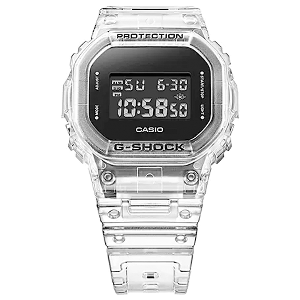 CASIO 卡西歐 G-SHOCK 透明方形電子腕錶(DW-