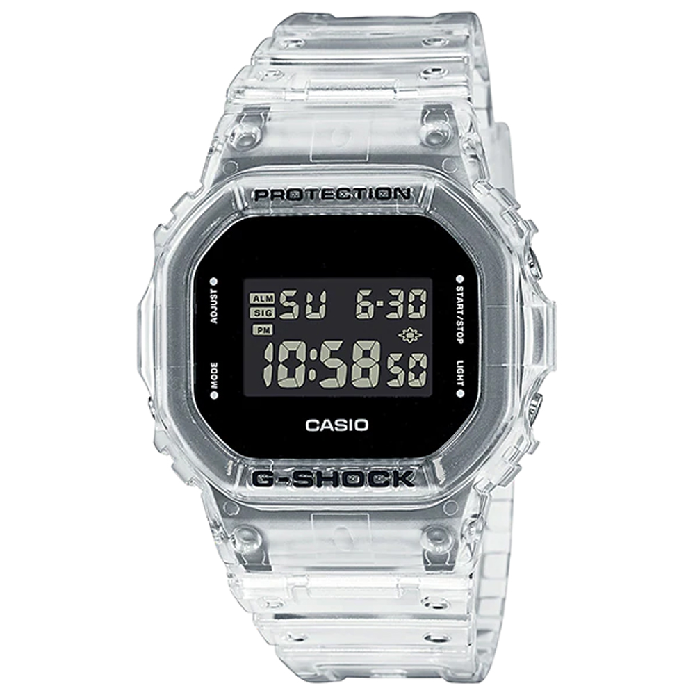 CASIO 卡西歐 G-SHOCK 透明方形電子腕錶(DW-