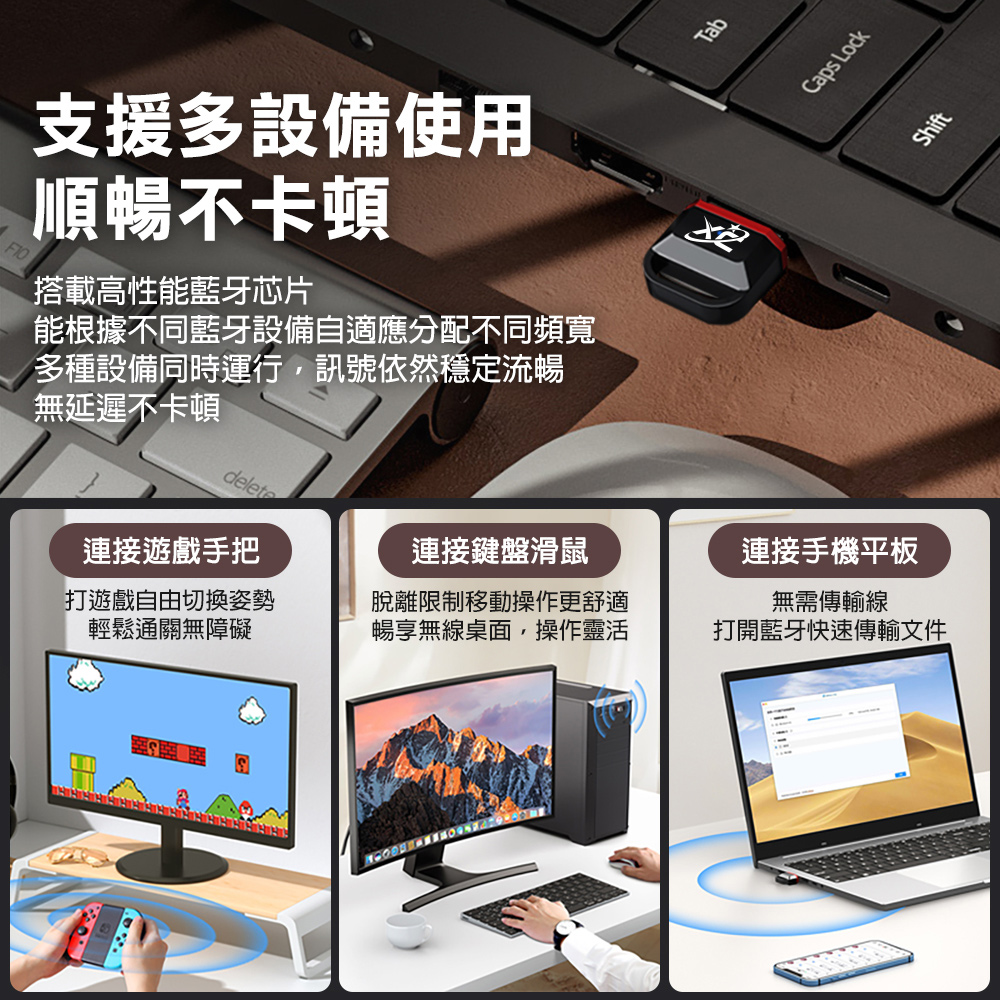 能根據不同藍牙設備自適應分配不同頻寬