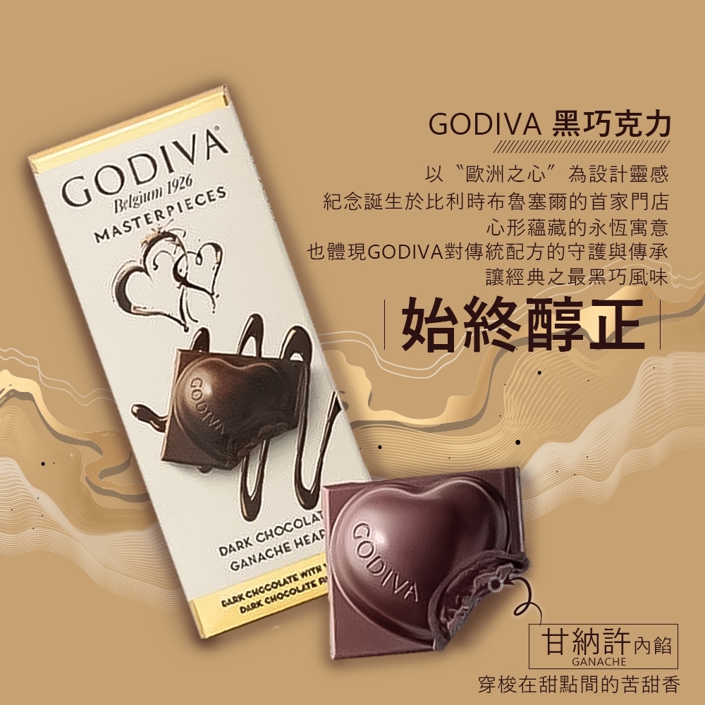 GODIVA 經典大師系列-黑巧克力 86g(歐洲原裝進口)