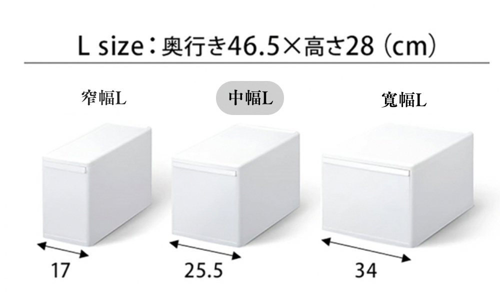 fujidinos 日本製可堆疊抽屜式收納箱3入組 中幅L(