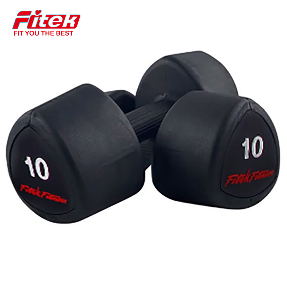 Fitek 10公斤 三角啞鈴1對／橡膠啞鈴 10KG(可摔