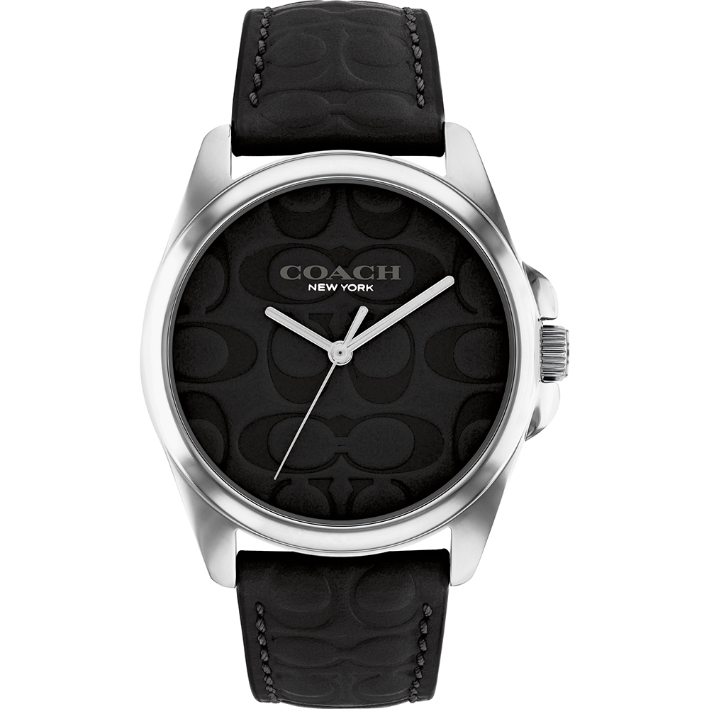 COACH Gracy CC浮雕皮帶女錶-經典黑 聖誕禮物(