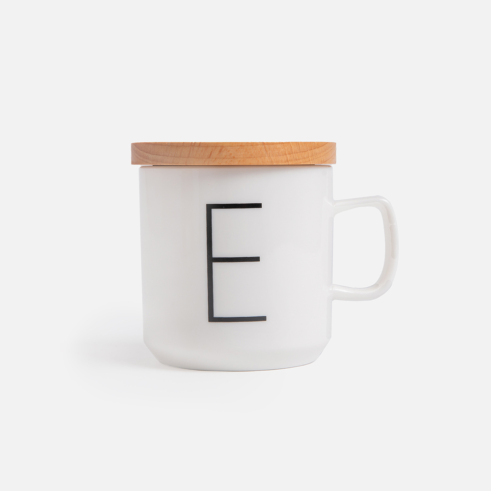 HOLA 午茶時光木蓋字母馬克杯-E 推薦