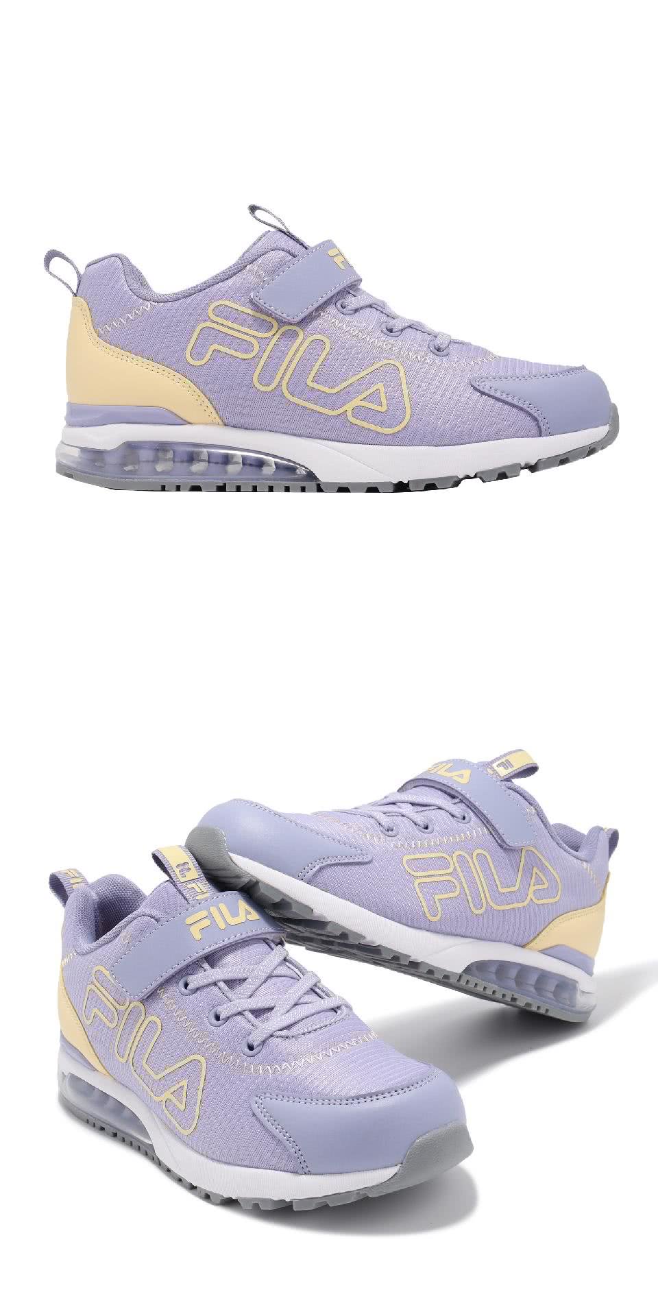 FILA 休閒鞋 J401Y 中大童鞋 小朋友 紫 黃 氣墊