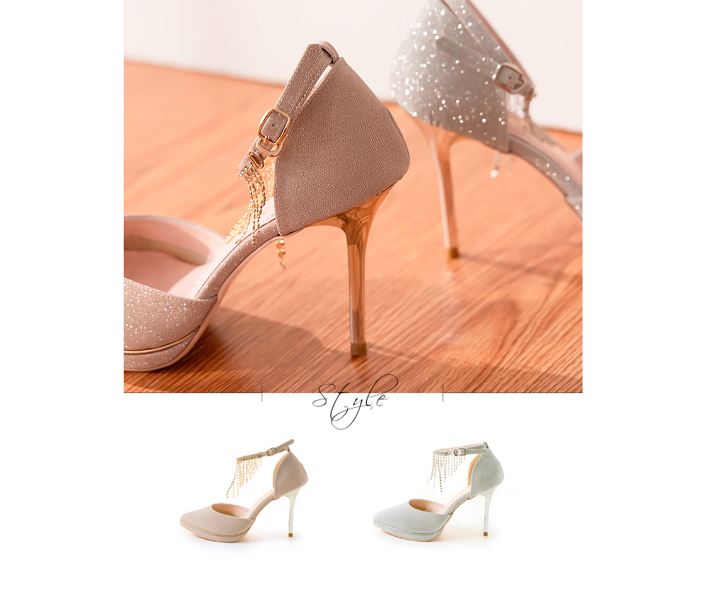 amai 精緻水鑽流蘇細跟高跟鞋 新娘鞋 婚鞋 伴娘鞋 宴會