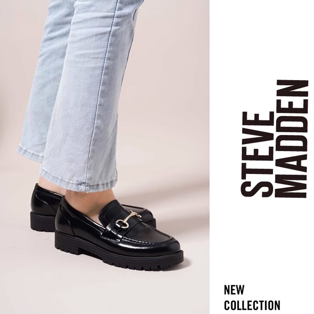 STEVE MADDEN BADAR 皮革馬銜釦樂福鞋(黑色