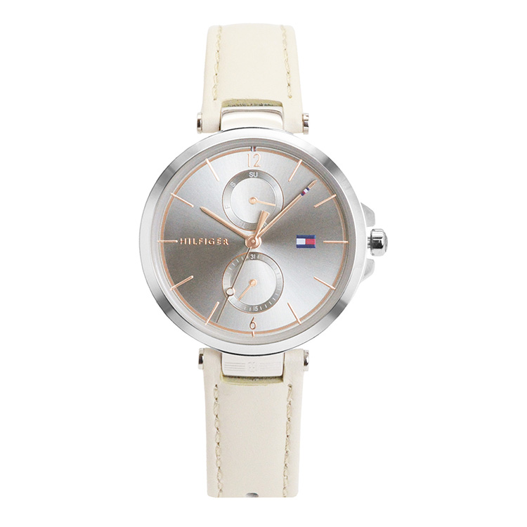Tommy Hilfiger 銀框 銀面 兩眼日期顯示腕錶 