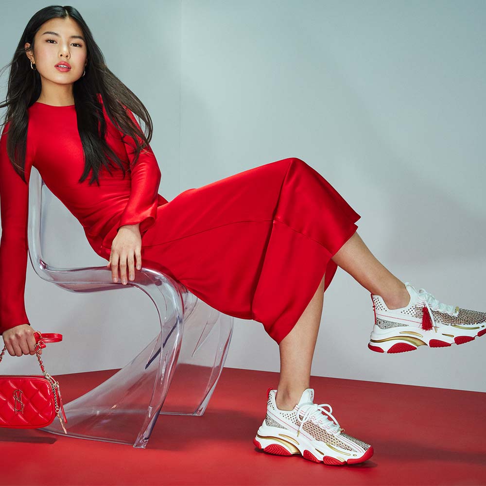 STEVE MADDEN POISE 鑽面簍空綁帶休閒鞋(紅