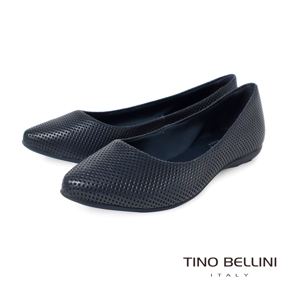 TINO BELLINI 貝里尼 巴西進口菱格沖孔尖頭平底鞋