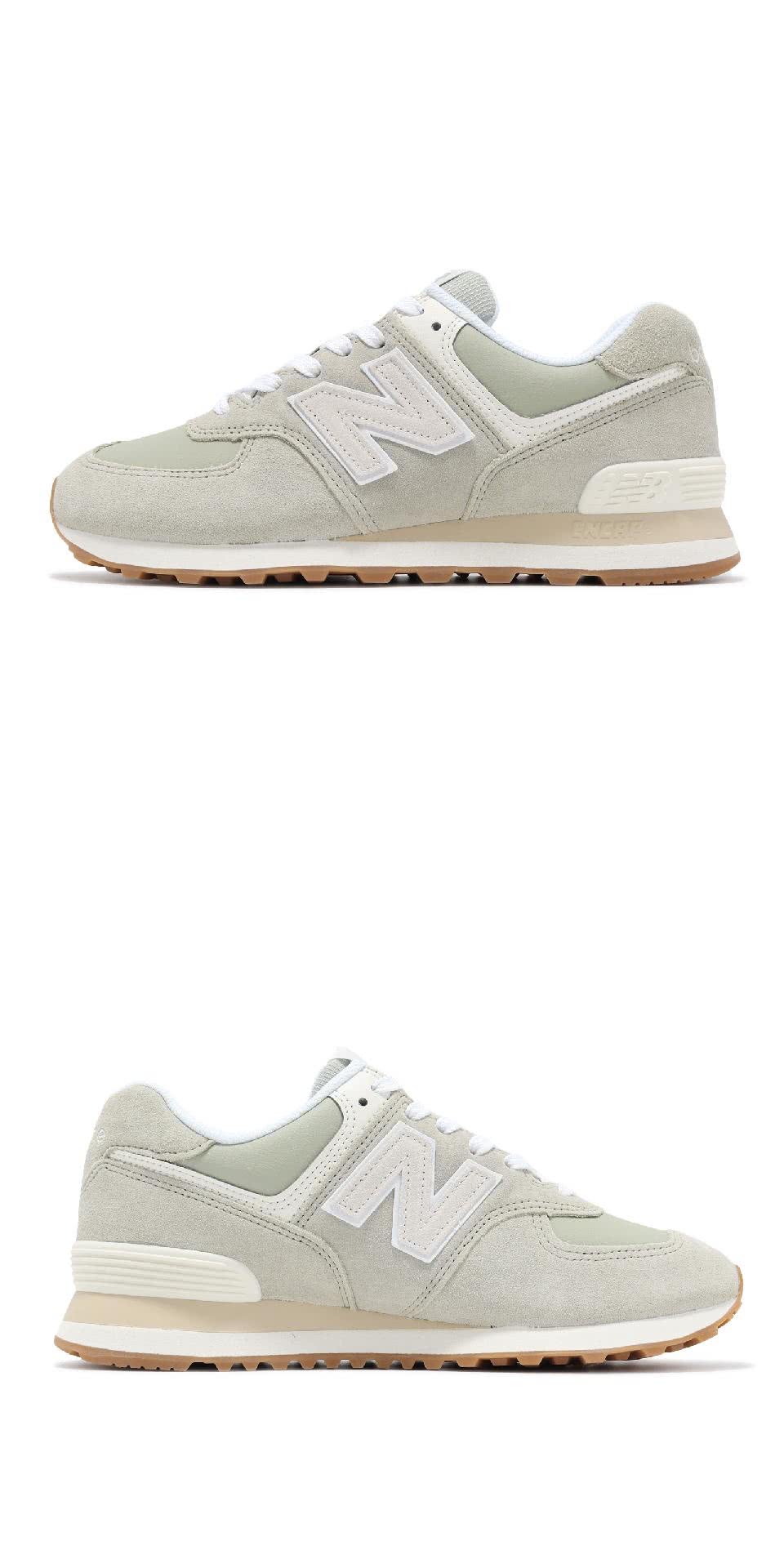 NEW BALANCE 休閒鞋 574 女鞋 綠 白 麂皮 