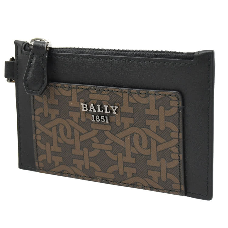 BALLY 經典B字LOGO印花拼接頸掛式信用卡名片零錢包(