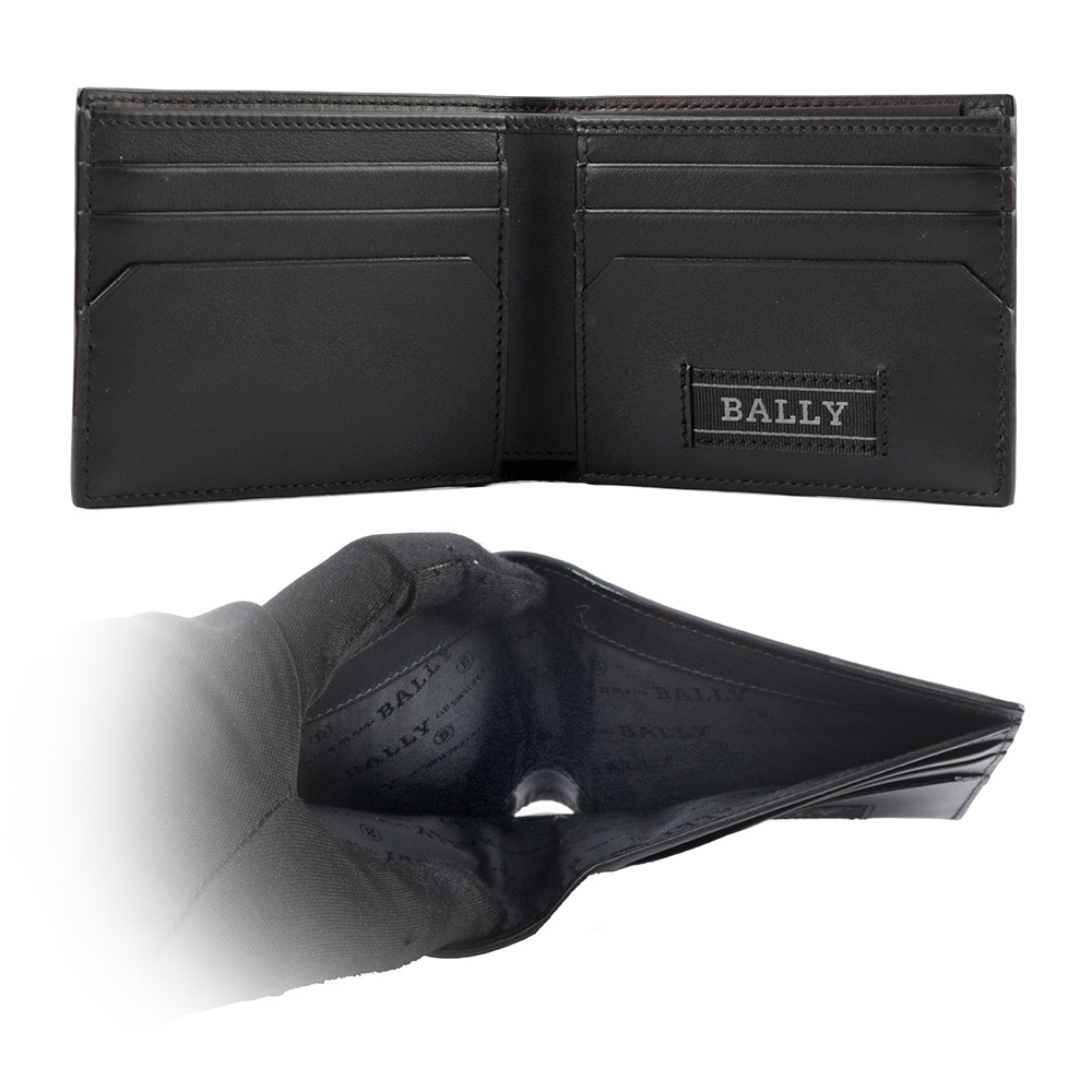 BALLY 紅白織帶雙面可用皮帶+平滑皮革6卡短夾禮盒組(多