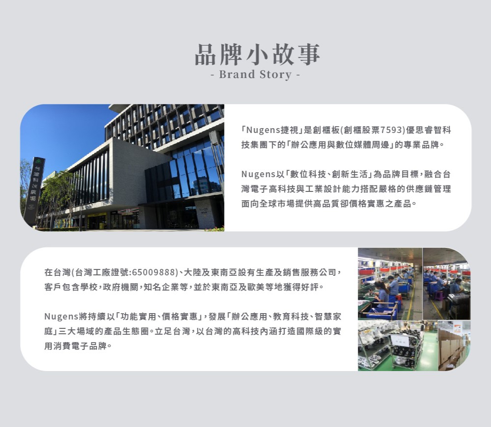 在台灣台灣工廠證號65009888、大陸及東南亞設有生產及銷售服務公司,
