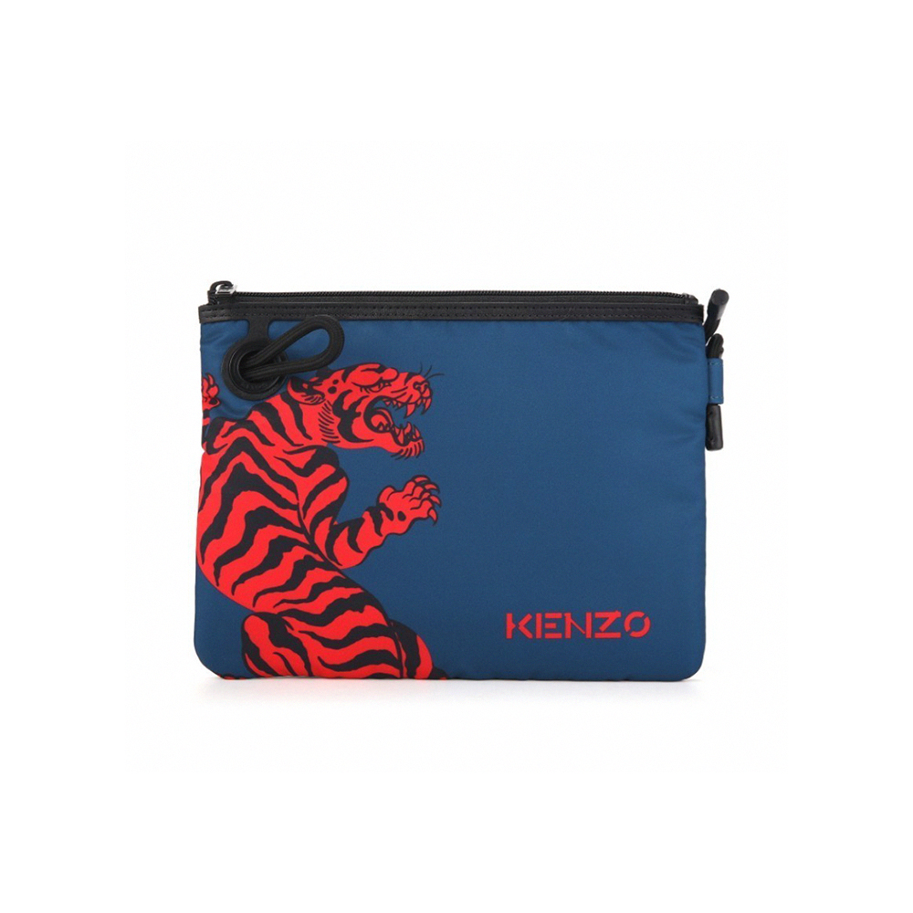 KENZO 經典品牌Logo老虎圖騰斜背包 藍色(5PM40