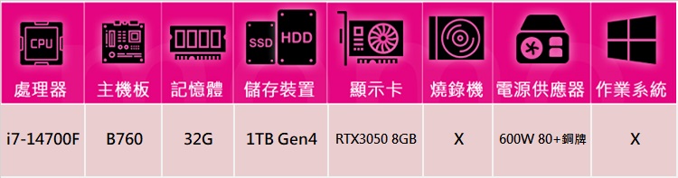 技嘉平台 i7廿核GeForce RTX 3050{凱撒上校