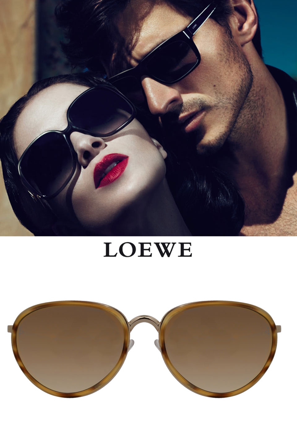 LOEWE 羅威 西班牙奢華訂製款-氣質細框型太陽眼鏡(琥珀